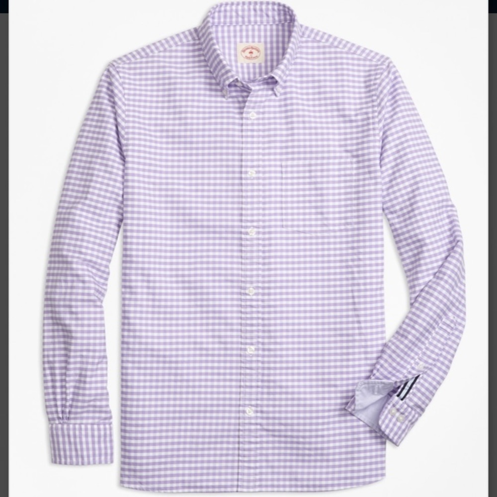 BROOKS BROTHERS purple gingham button down shirt